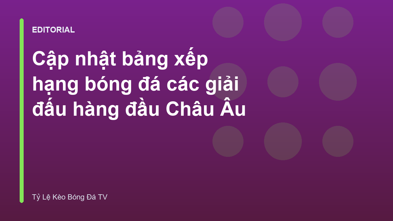 Bảng xếp hạng các giải đấu bóng đá Châu Âu